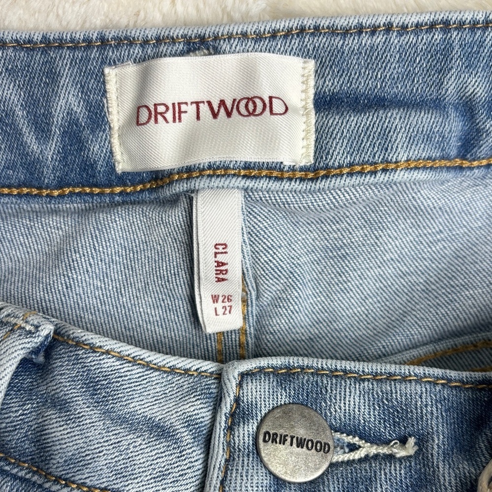 Driftwood Clara Ankle Embroidered Aztec Jeans Bootcut Frayed Hem - Picture 4 of 11